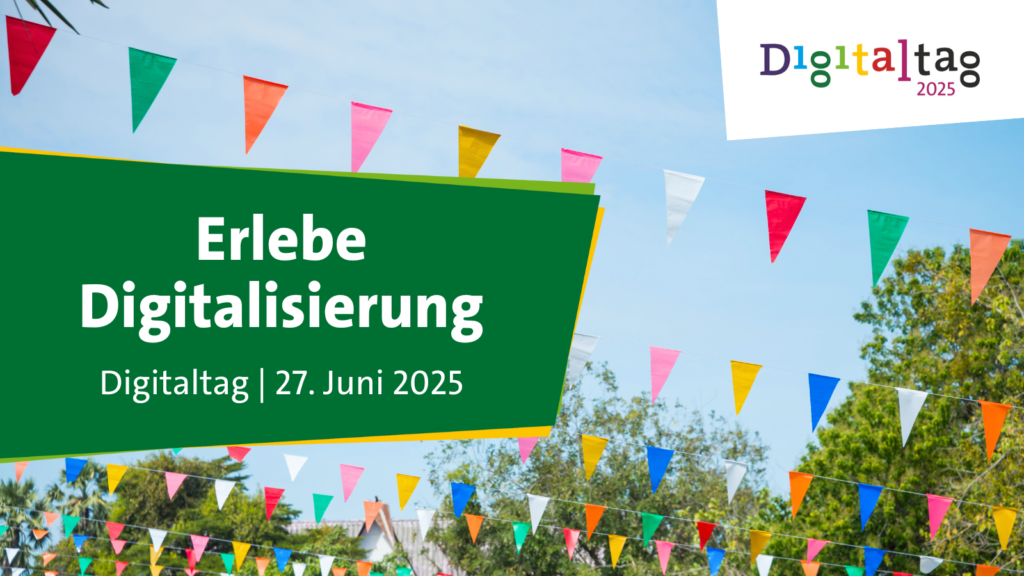Veranstaltung „Erlebe Digitalisierung“ – Bühne, Banner & Publikum